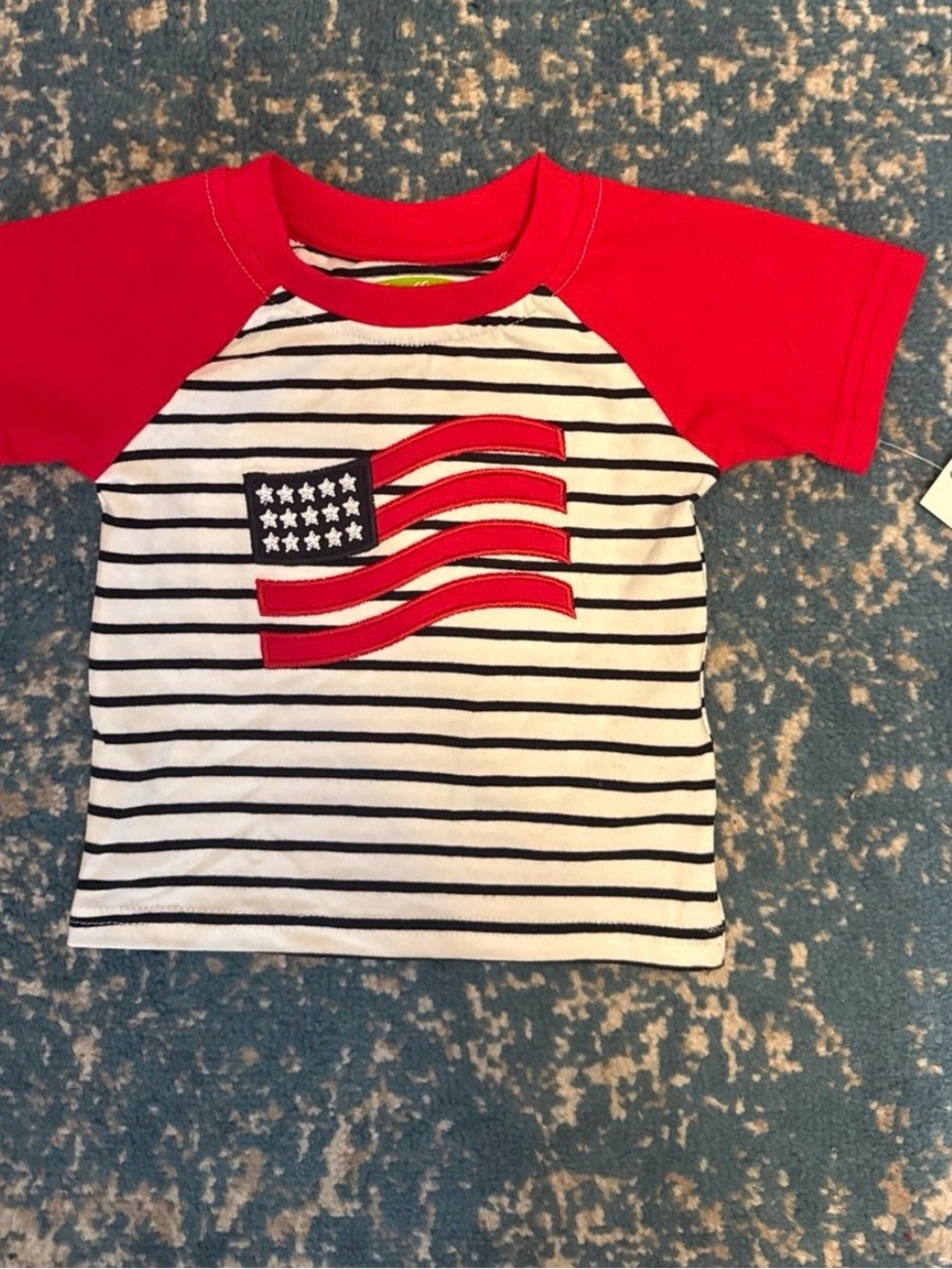Kids Red & White Striped Flag Raglan Tee